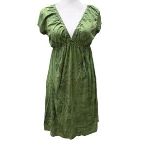 Julie's Closet Vintage Y2K Camo Skull Heart Mini Dress Green M Empire Crinkle